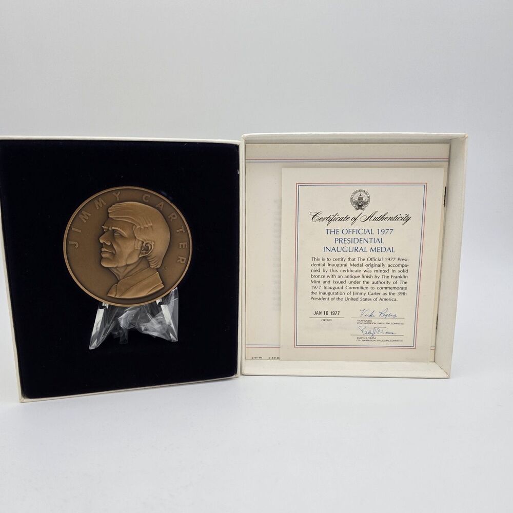 JIMMY CARTER THE OFFICIAL 1977 PRESIDENTIAL INAUGURAL MEDAL SOLID BRONZE BOXED